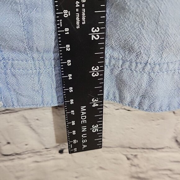 Free People We The Free Denim Chambray Shirt M Oversized Shacket Long Sleeve - Picture 7 of 8